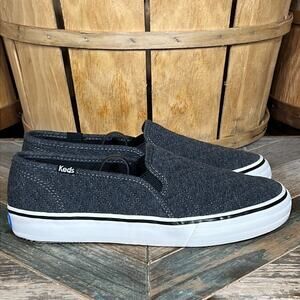 Keds Double Decker Gray Quilted Fabric WF60994 Slip-On Sneakers Womens Size 7